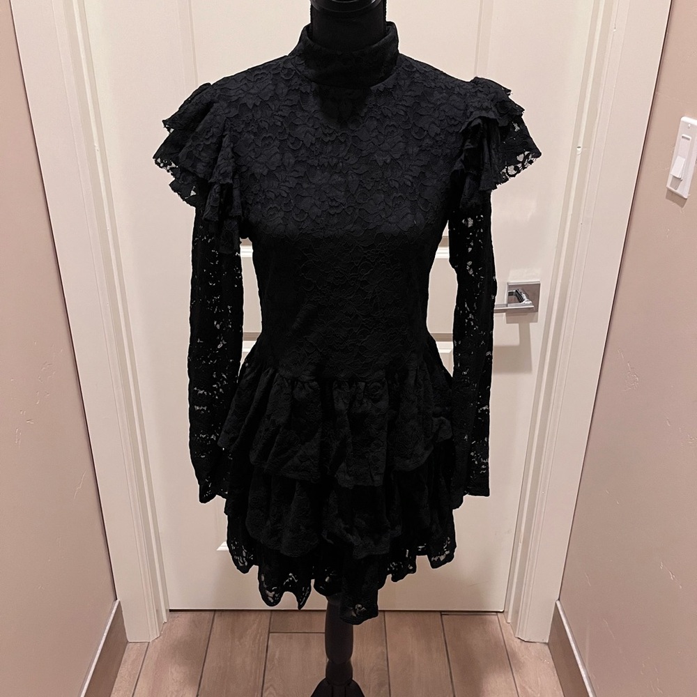 Elegant Black Caroline Constas Lace Dress 100% Authentic